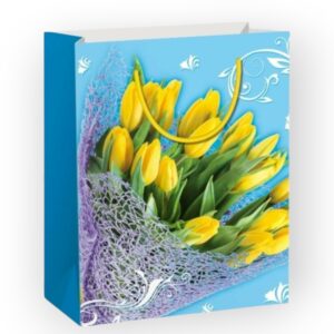 Ajándéktasak papír, tulipán, virág mintás