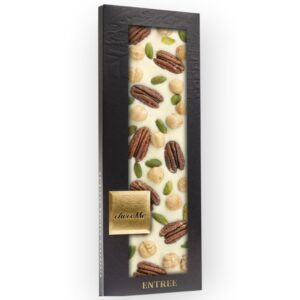 Fehércsokoládé, pekándió, pisztácia, mogyoró