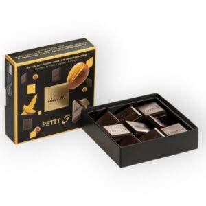 Falatnyi étcsokoládé lapocskák karamell és mangó töltelékkel