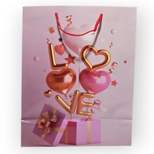 Ajándéktasak papír, LOVE feliratú